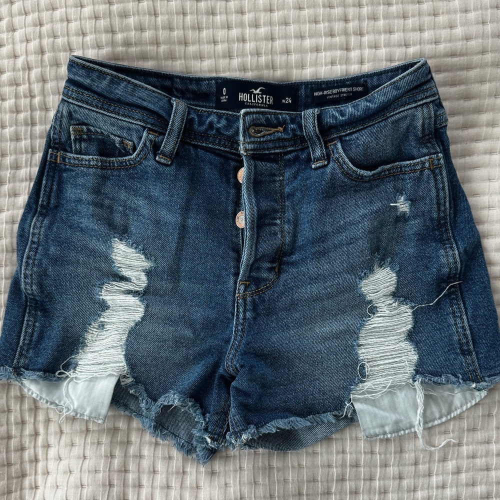 Hollister Blue Distressed Jean Shorts